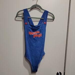 Foreplay Blue 'Wanna Play?' One-Piece Romper Bodysuit